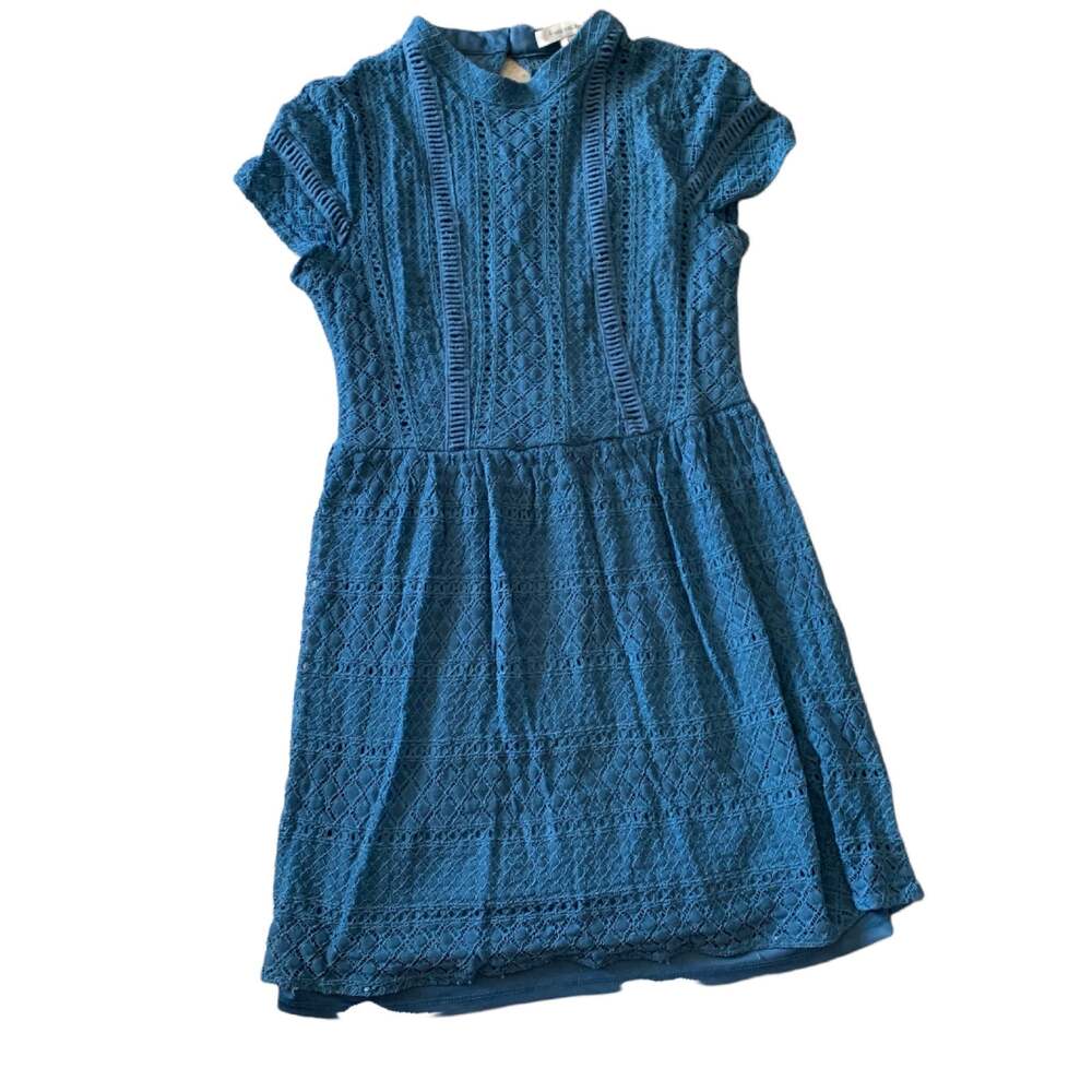 francescas dress size large blue lace mini cute overlay guest party